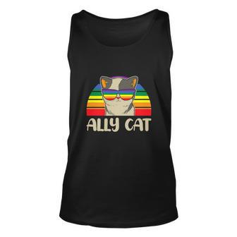 Funny Ally Cat Lgbt Gay Rainbow Pride Flag Unisex Tank Top - Thegiftio UK