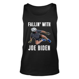 Funny Anti Biden Fallin With Joe Biden Funny Bicycle Unisex Tank Top - Monsterry