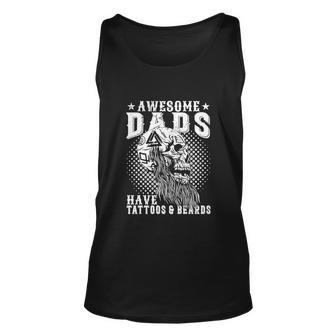 Funny Awesome Dads Have Tattoos And Beards Unisex Tank Top - Thegiftio UK