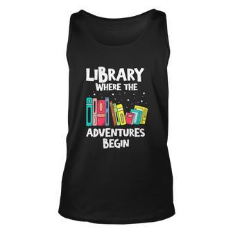 Funny Awesome Library Where The Adventure Begins Graphic Design Printed Casual Daily Basic Unisex Tank Top - Thegiftio UK