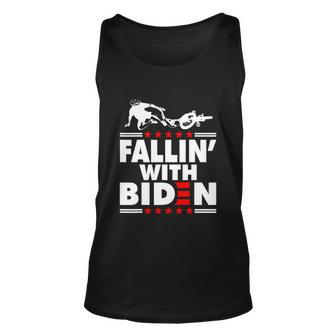 Funny Biden Falls Off Bike Joe Biden Fallin With Biden Unisex Tank Top - Monsterry DE