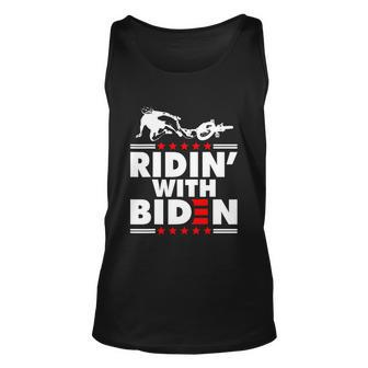 Funny Biden Falls Off Bike Joe Biden Ridin With Biden Unisex Tank Top - Monsterry DE