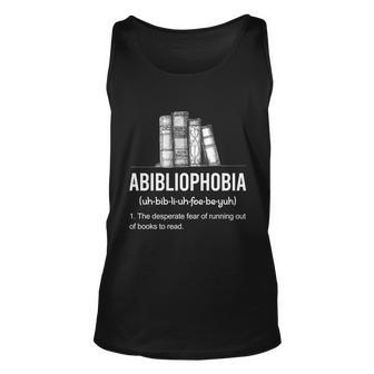 Funny Book Lover Library Tee Abibliophobia Definition Gift Unisex Tank Top - Thegiftio UK