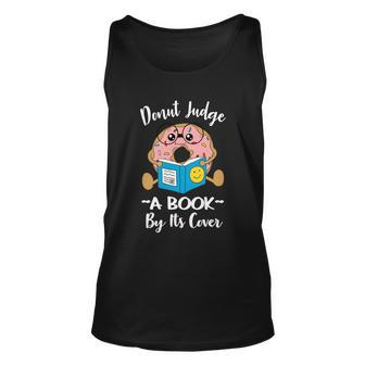 Funny Bookworm Teacher Librarian Reading Donut Pun Literacy Cool Gift Unisex Tank Top - Monsterry AU