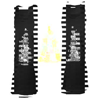 Funny Cat Christmas Tree Unisex Tank Top - Thegiftio