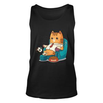 Funny Cat Meme Dogs Have Masters Cats Have Staff Cat Lover Gift Unisex Tank Top - Monsterry UK