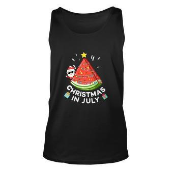 Funny Christmas In July Watermelon Santa Summer Tree Unisex Tank Top - Monsterry