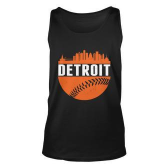 Funny Classic Detroit Skyline Baseball Unisex Tank Top - Thegiftio UK