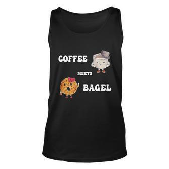 Funny Coffee And Bagel Quote Coffee Meets Bagel Cool Foodies Unisex Tank Top - Monsterry AU
