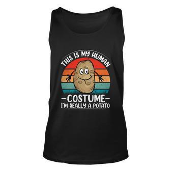 Funny Cute Retro Distressed Sunset Potato Human Costume Halloween Costume Unisex Tank Top - Thegiftio UK