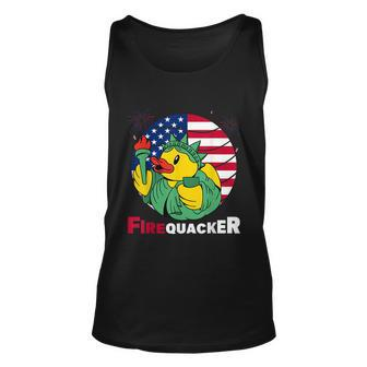 Funny Fourth Of July Usa Patriotic Firecracker Rubber Duck Funny Gift Unisex Tank Top - Monsterry AU