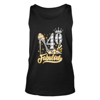 Funny Gift 40 Fabulous 40 Years Gift 40Th Birthday Diamond Crown Shoes Gift Unisex Tank Top - Monsterry AU