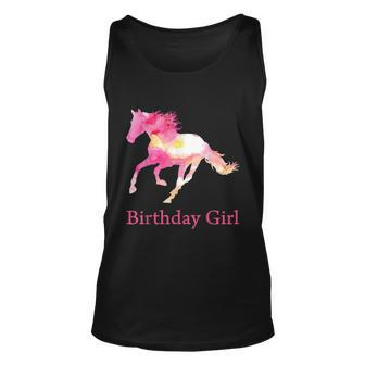 Funny Gift For Girls Kids Birthday Pink Watercolor Horse Gift Unisex Tank Top - Monsterry CA
