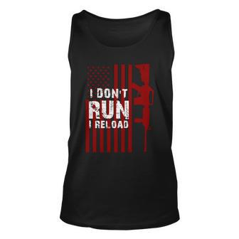 Funny Gun Lovers I Dont Run I Reload Gun Owners Us Flag Unisex Tank Top - Monsterry