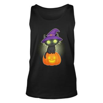 Funny Halloween Cute Halloween Cute Witch Kitten With Pumpkin Graphic Design Printed Casual Daily Basic Unisex Tank Top - Thegiftio UK