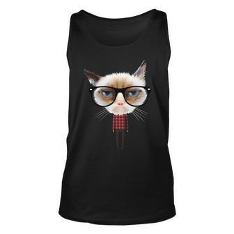 Funny Hipster Cat Tshirt Unisex Tank Top - Monsterry