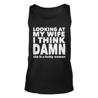 Funny Husband Lucky Wife Tshirt Unisex Tank Top - Monsterry
