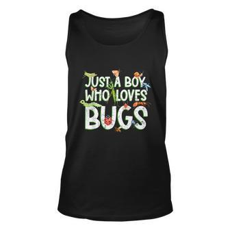 Funny Insect Just A Boy Who Loves Bug Gift Tee Fashion Cute Graphic Design Printed Casual Daily Basic Unisex Tank Top - Thegiftio UK
