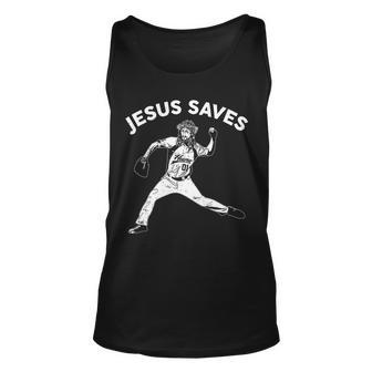 Funny Jesus Saves Baseball Unisex Tank Top - Monsterry