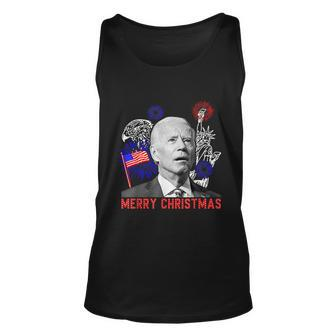 Funny Joe Biden Happy Christmas In July Usa Flag V2 Unisex Tank Top - Monsterry CA