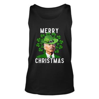 Funny Joe Biden Merry Christmas Confused St Patricks Day Unisex Tank Top - Monsterry