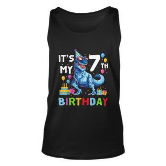 Funny Kids Its My 7Th Birthday Gift Happy 7 Year Trex Gift Unisex Tank Top - Monsterry UK