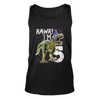 Funny Kids Rawr Im 5 5Th Birthday Party Gift T Rex Dinosaur Gift For Boys Gift Tshirt Unisex Tank Top - Monsterry AU