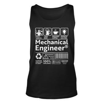 Funny Mechanical Engineer Label Unisex Tank Top - Monsterry CA