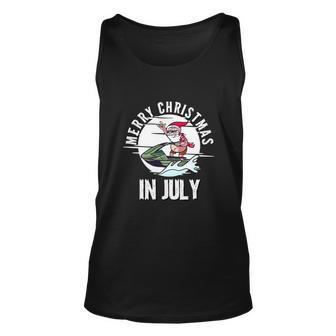 Funny Merry Christmas In July Santa On A Jetski Summer Unisex Tank Top - Monsterry