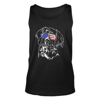 Funny Proud Small Munsterlander Pointer American Flag Dog Unisex Tank Top | Mazezy