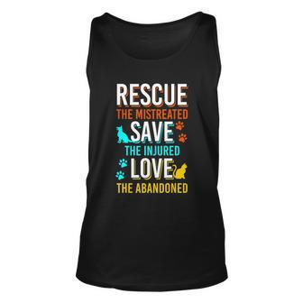 Funny Rescue Save Love Animals Adopt Gift Unisex Tank Top - Monsterry