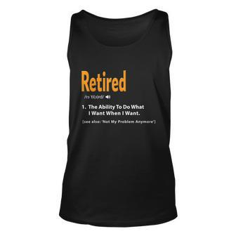 Funny Retired Definition Gift Funny Retirement Gag Gift Graphic Design Printed Casual Daily Basic Unisex Tank Top - Thegiftio UK
