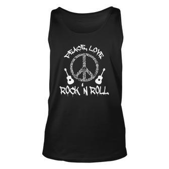 Funny Rock&8217N Roll Gift Peace Love And Rock And Roll Unisex Tank Top | Mazezy