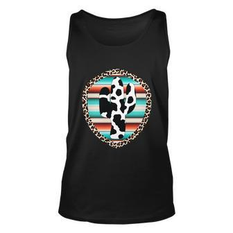 Funny Serape Cow Print Cactus Leopard Print Turquoise Great Gift Graphic Design Printed Casual Daily Basic Unisex Tank Top - Thegiftio UK
