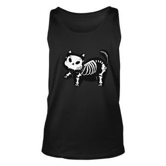 Funny Skeleton Cat Cat Skeleton Skull Halloween Pumpkin Trick Or Treat Unisex Tank Top - Thegiftio UK
