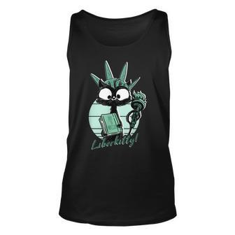 Funny Statue Of Liberty Cat | Liberkitty 4Th July Black Cat Unisex Tank Top - Seseable