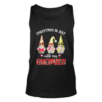Funny Summer Vacation Gnomies Gnomes For Christmas In July Unisex Tank Top - Monsterry UK
