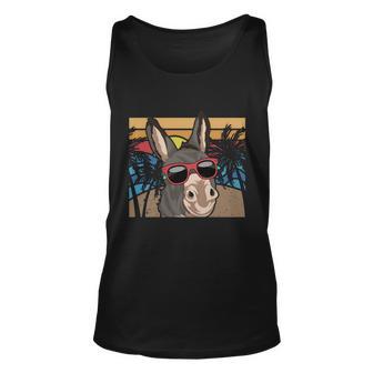 Funny Sunglasses Retro Farm Animal Tropical Donkey Gift Unisex Tank Top - Monsterry AU