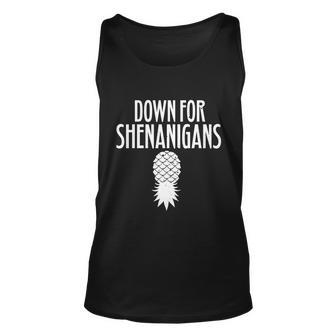 Funny Swingers Gift Down For Shenanigans Pineapple Swinger Party Gift Tshirt Unisex Tank Top - Monsterry