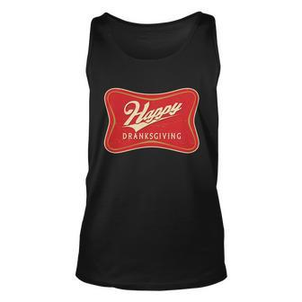 Funny Thanksgiving Happy Dranksgiving Beer Label Unisex Tank Top - Monsterry