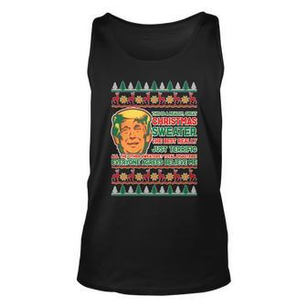Funny Trump Ugly Christmas Sweater Unisex Tank Top - Monsterry DE