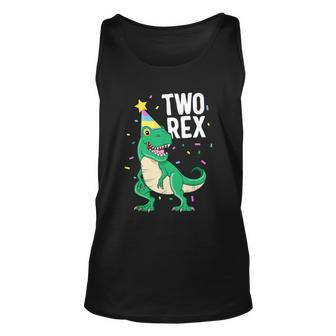 Funny Two Rex 2Nd Birthday Boy Gift Trex Dinosaur Party Happy Second Gift Unisex Tank Top - Monsterry DE