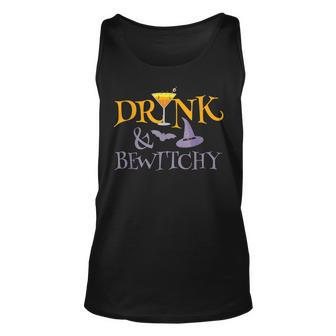 Funny Witch Cocktail Martini Halloween Drink & Bewitchy Unisex Tank Top - Seseable