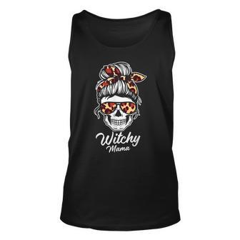 Funny Witchy Mama Skull Witch Mom Women Spooky Halloween Day Unisex Tank Top - Seseable