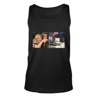 Funny Woman Yelling At Cat Meme Tshirt Unisex Tank Top - Monsterry CA