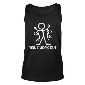 Funny Yes I Work Out Parents And Kids Tshirt Unisex Tank Top - Monsterry