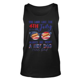 Funny You Look Like The 4Th Of July Makes Me Want A Hot Dog V2 Unisex Tank Top - Seseable