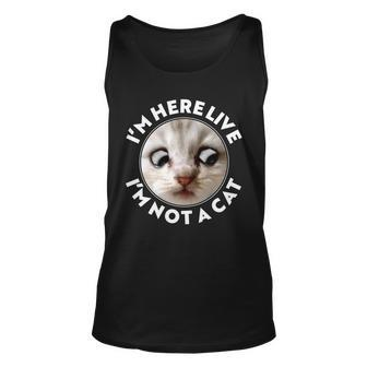 Funny Zoom Lawyer Cat Meme Im Here Live Im Not A Cat Tshirt Unisex Tank Top - Monsterry