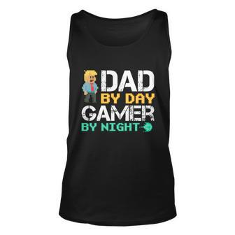 Gamer Dad Dad By Day Gamer By Night Gaming Fathers Day Gift Unisex Tank Top - Thegiftio UK