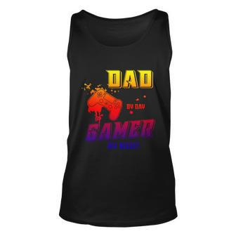Gamer Dad Funny Gift Dad By Day Gamer By Night Gaming Fathers Day Gift Unisex Tank Top - Thegiftio UK